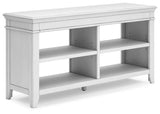 Ashley Furniture Kanwyn Credenza curio with glass doors and wooden shelves, featuring a sleek modern design.