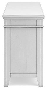 Ashley Furniture Kanwyn Credenza curio cabinet with glass doors and wooden shelves, showcasing a stylish storage piece.