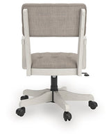 Ashley Furniture Robbinsdale home office desk chair with padded backrest and armrests, shown from the back.