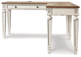 Realyn 2-piece home office desk by Ashley Furniture, featuring a modern design with a spacious work surface and sleek finish.