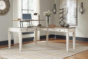 Ashley Furniture Realyn 2-Piece Home Office Lift Top Desk with a modern wood finish and functional design for workspace convenience.