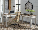 Realyn 2-Piece Home Office Lift Top Desk by Ashley Furniture, showing a modern wood desk with a lift-top workspace and storage compartments.