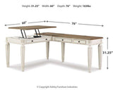 Ashley Furniture Realyn 2-Piece Home Office Lift Top Desk with a sleek wooden surface and modern design for workspace versatility.
