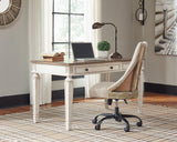 Realyn Home Office Lift Top Desk by Ashley Furniture, showing the wood desk with a lift-top surface and storage compartments.
