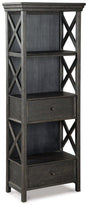 Ashley Furniture Tyler Creek display cabinet with glass doors and wooden shelves, showcasing elegant storage and display space.