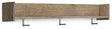 Wall-mounted coat rack with shelf from EA Furniture by Ashley Furniture, featuring hooks and a sturdy wooden shelf.