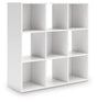 Ashley Furniture Onita Nine Cube Organizer with angled open design, black finish, and versatile storage cubes for home organization.