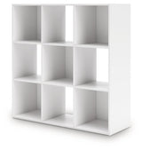 Onita Nine Cube Organizer by Ashley Furniture, showing a 3x3 cube storage unit with multiple compartments for organization.