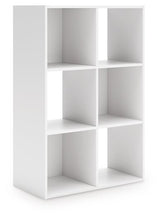 Ashley Furniture Onita Six Cube Organizer with angled open shelves, ideal for stylish storage and display in living spaces.