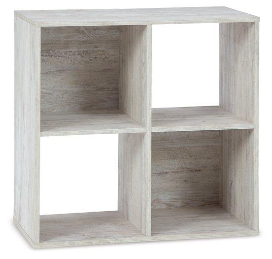 Ashley Furniture Paxberry Four Cube Organizer, wooden storage cubes with open front design for home organization.