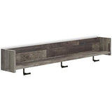 Wall-mounted coat rack with shelf from Ashley Furniture, featuring hooks and storage space for entryway organization