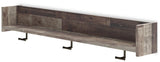 Wall-mounted Ashley Furniture Neilsville coat rack with shelf, featuring hooks and wooden shelf for entryway organization.