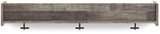 Wall-mounted Ashley Furniture Neilsville coat rack with shelf, featuring hooks and storage space for entryway organization.