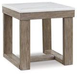 Ashley Furniture Loyaska End Table with wood finish and modern design, featuring a smooth surface and sturdy legs.