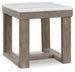 Ashley Furniture Loyaska End Table with wood finish and modern design, featuring a smooth surface and sturdy legs.