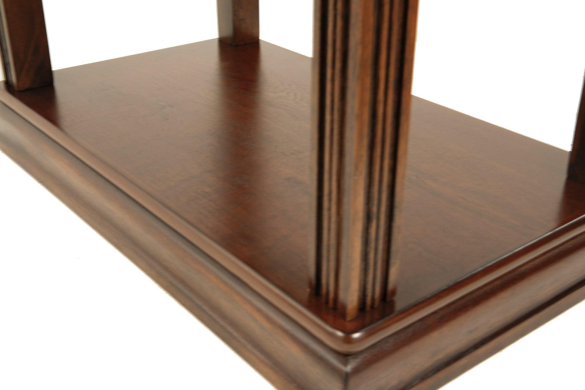 Ashley Furniture Breegin chairside end table with a wooden surface and modern design, perfect for small living spaces.