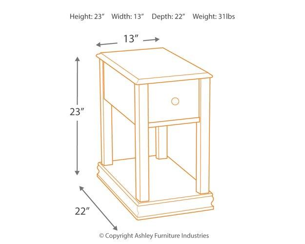 Ashley Furniture Breegin chairside end table featuring a compact wooden design with a smooth surface and modern style.
