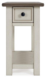 Ashley Furniture Bolanburg chairside end table showing wood finish and compact design for living room or bedroom use.