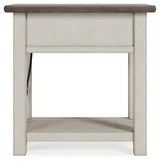 Ashley Furniture Bolanburg chairside end table with a wood finish, featuring a compact design for convenient living room use.