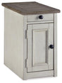 Ashley Furniture Bolanburg chairside end table with USB ports and electrical outlets, featuring a wood finish and compact design.