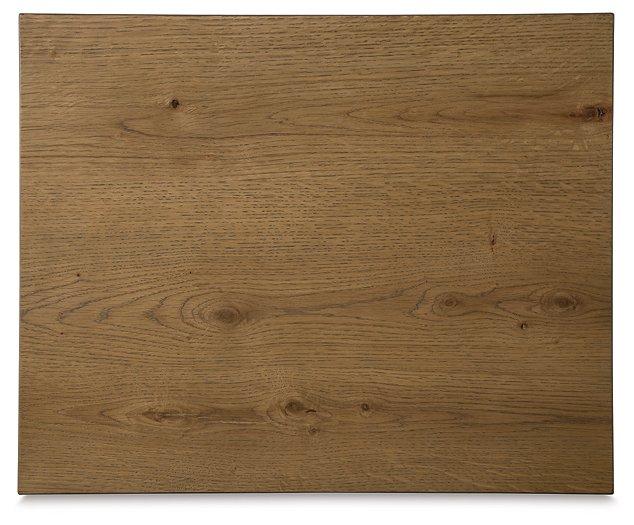 Ashley Furniture Brinstead chairside end table with a wood finish, featuring a compact design and storage shelf beneath the tabletop.