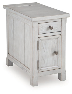 Ashley Furniture Robbinsdale chairside end table with a dark wood finish, angled design, and compact size for living room use.