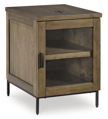 Ashley Furniture Torlanta chairside end table with a modern wood finish and compact design, perfect for small spaces.