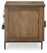 Ashley Furniture Torlanta chairside end table with a wooden surface and sleek design, perfect for living room or bedside use.
