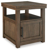 Ashley Furniture Boardernest end table with a sleek wooden surface and modern design, ideal for living room or bedroom decor.
