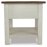 Ashley Furniture Bolanburg End Table with dark wood finish and sleek design, shown from the back angle.