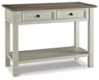Ashley Furniture Bolanburg end table, console style with wood finish, featuring a sleek tabletop and storage shelf.