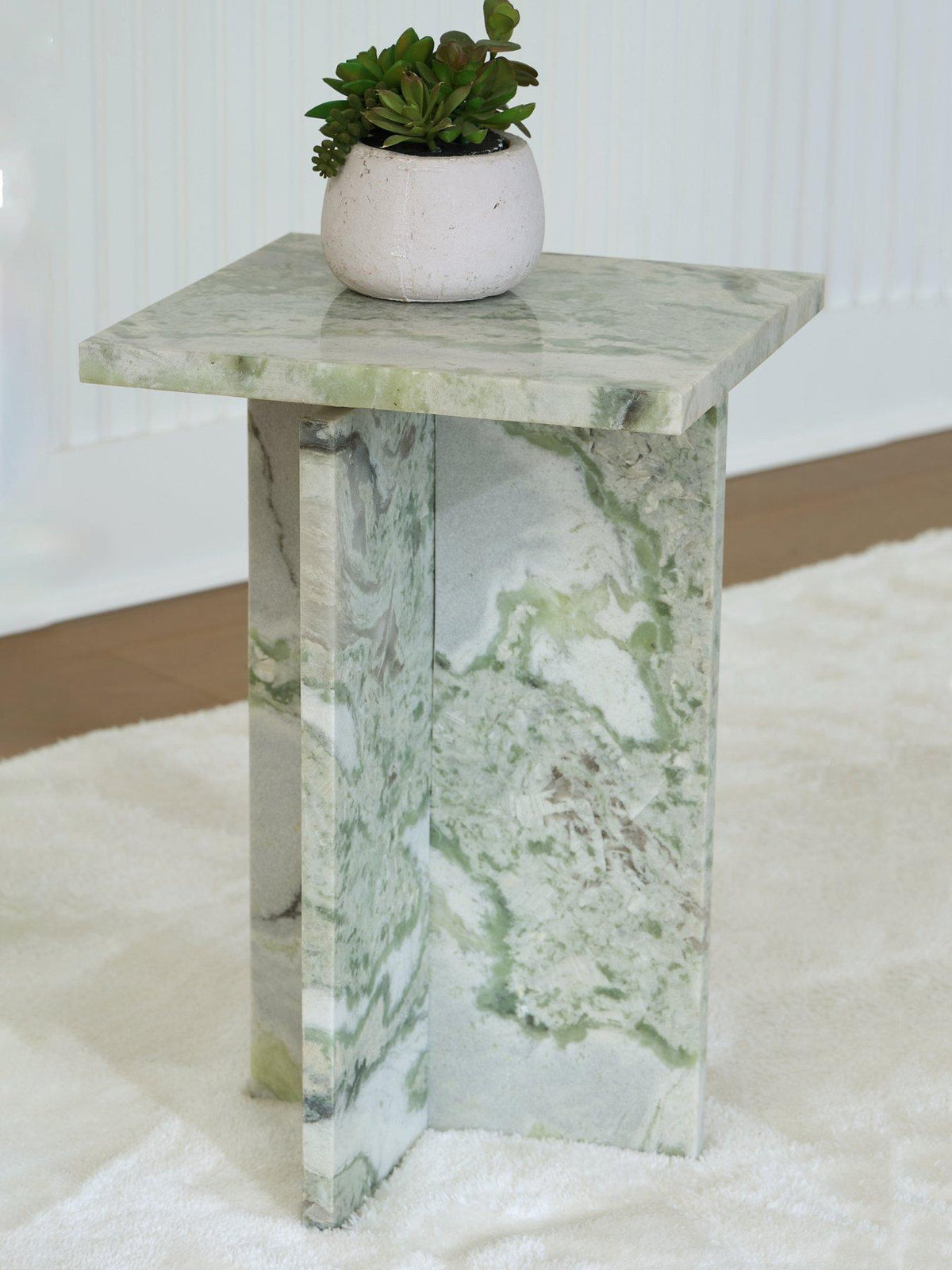Ashley Furniture Deaconwell accent end table with a dark wood finish and sleek, modern design for living room decor.