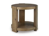 Ashley Furniture Flangren End Table with angled design, dark wood finish, and modern style, shown in a well-lit living room setting.