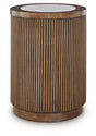 Ashley Furniture Hadonna End Table with a wooden finish, featuring a simple rectangular top and sturdy legs.