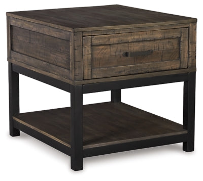 Ashley Furniture Johurst End Table with a sleek wood finish and modern design, featuring a spacious tabletop and sturdy legs.