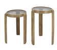 Pair of Ashley Furniture Jossor accent end tables with wooden tops and metal legs, set of two for living room decor.