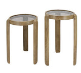 Pair of Ashley Furniture Jossor accent end tables with wooden tops and metal legs, set of two for living room decor.