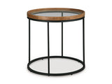 Ashley Furniture Noraluna end table with a sleek wood finish and modern design, shown from an angled view.