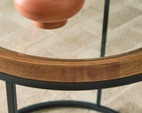 Noraluna end table by Ashley Furniture featuring a sleek wooden surface and modern design, perfect for living room decor.