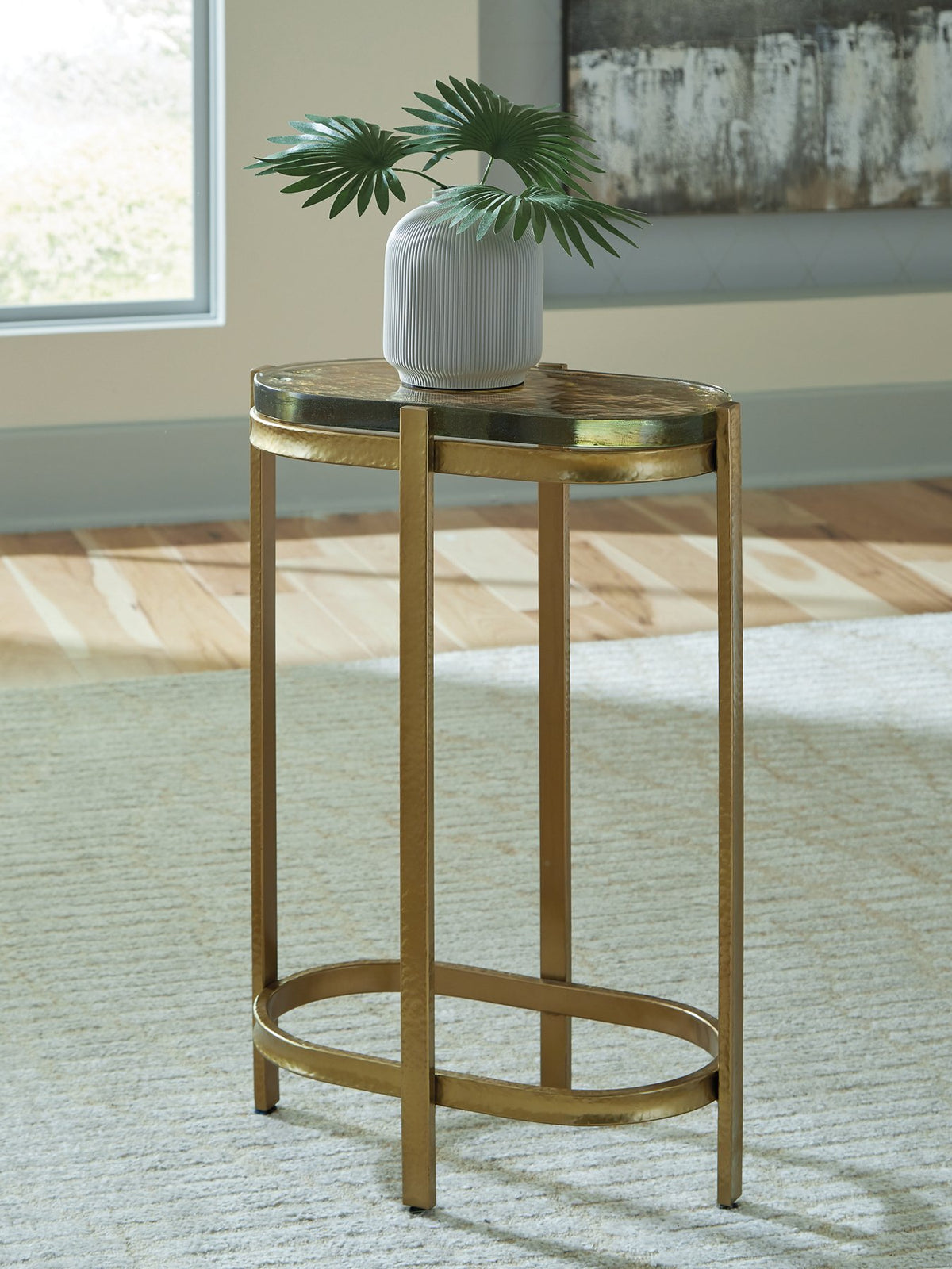 Ashley Furniture Porterville Accent End Table with wooden top and tapered legs, ideal for living room decor.