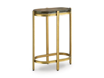 Ashley Furniture Porterville Accent End Table with a sleek wood finish and modern design, shown from an angled view.