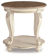 Ashley Furniture Realyn End Table with wood finish and simple design, perfect for living room decor.
