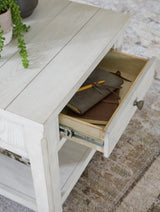 Ashley Furniture Robbinsdale End Table with open storage shelf, dark wood finish and modern design.