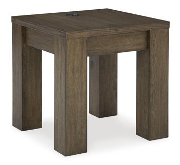 Ashley Furniture Rosswain end table with a wooden top and metal legs, ideal for living room or bedroom decor.