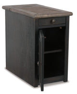 Ashley Furniture Tyler Creek end table with USB ports and outlets, featuring a wood finish and modern design.