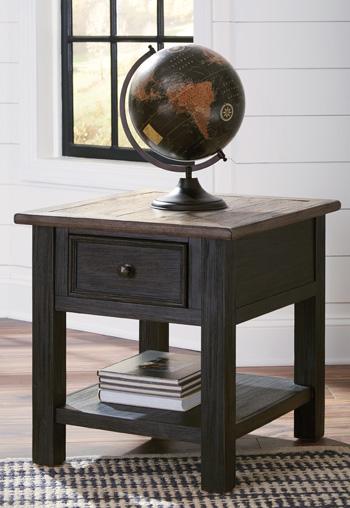 Ashley Furniture Tyler Creek End Table with wood finish and modern design, showcasing smooth surface and sturdy legs.