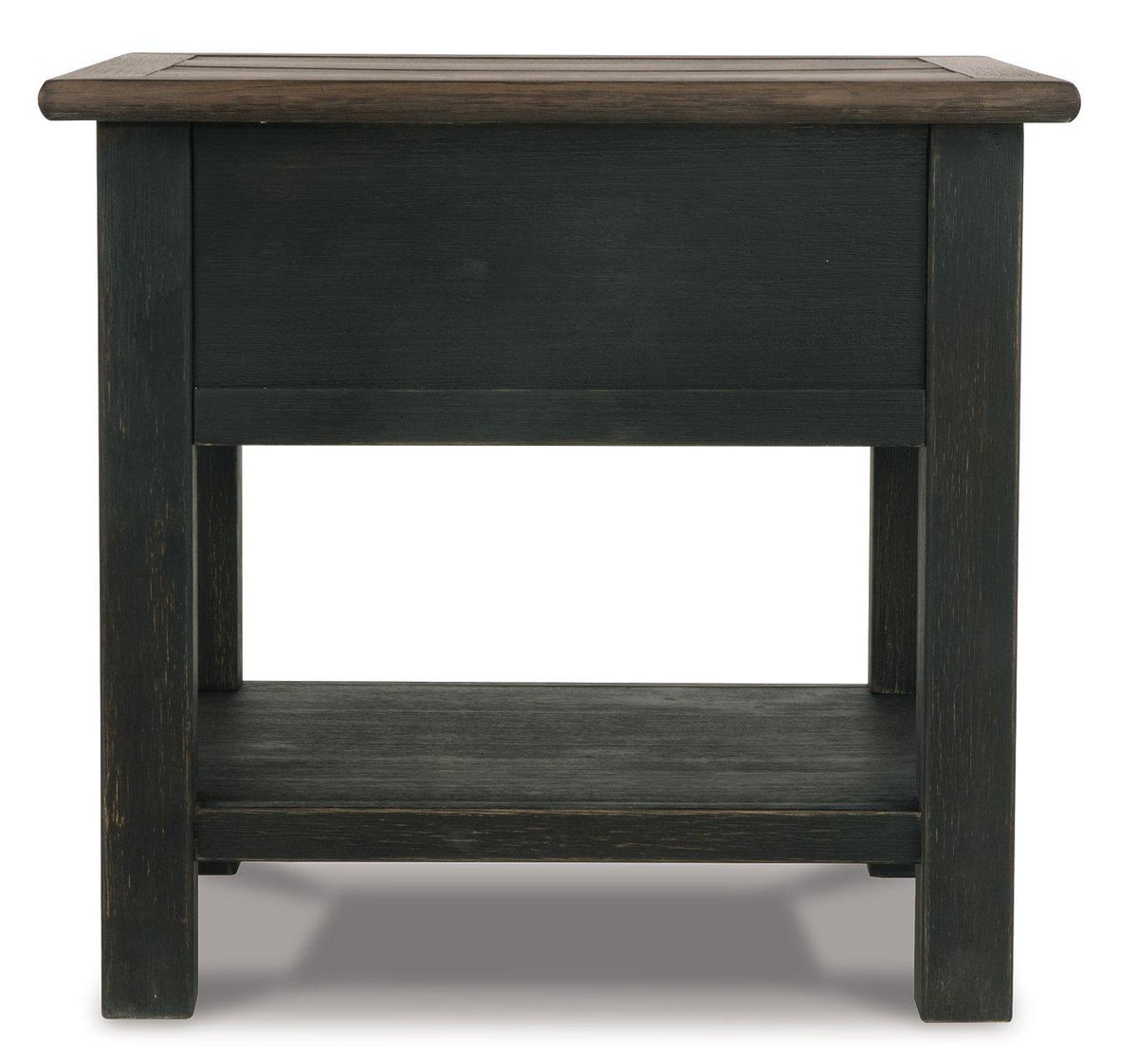 Ashley Furniture Tyler Creek end table with wooden finish, featuring a simple design and a spacious surface for living room decor.