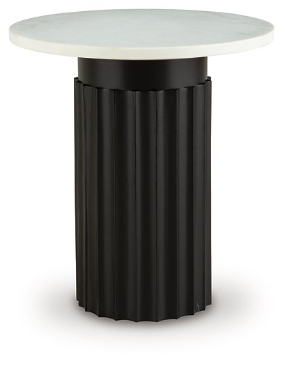 Ashley Furniture Wainstone accent end table with a sleek design and dark wood finish, perfect for living room or bedroom decor.