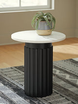Ashley Furniture Wainstone accent end table with a sleek design, featuring a smooth surface and modern style.