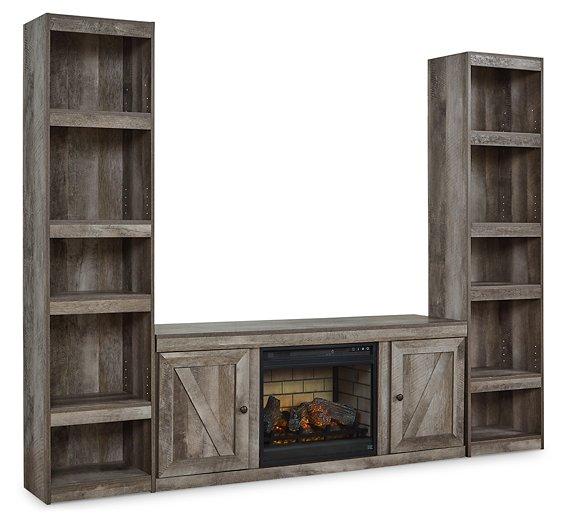 Wynnlow 3-piece entertainment center with electric fireplace from Ashley Furniture showcasing modern design and built-in fireplace feature.